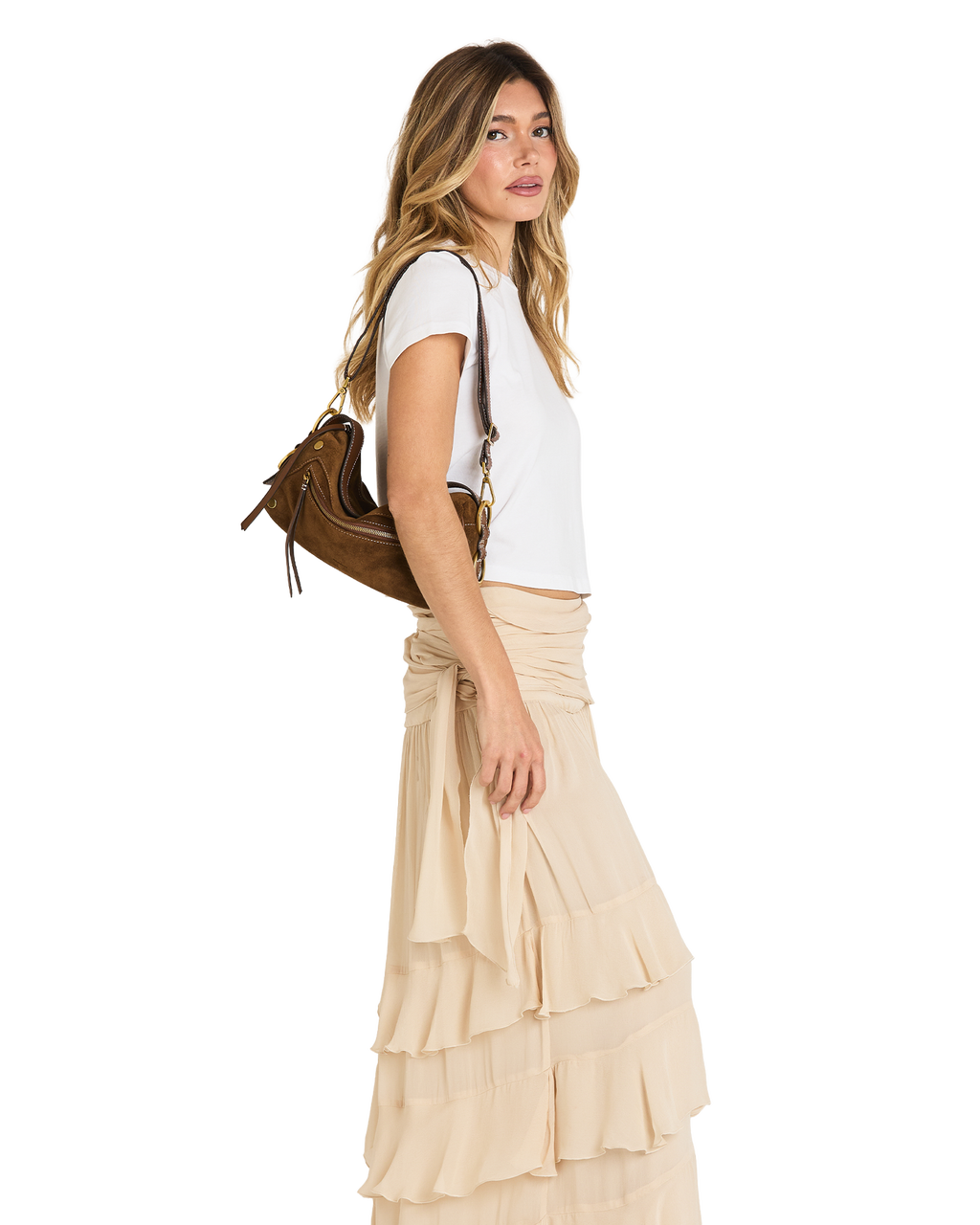 Hammitt Doxie Medium Satchel – Cinnamon Suede/Antique Gold – detail 2