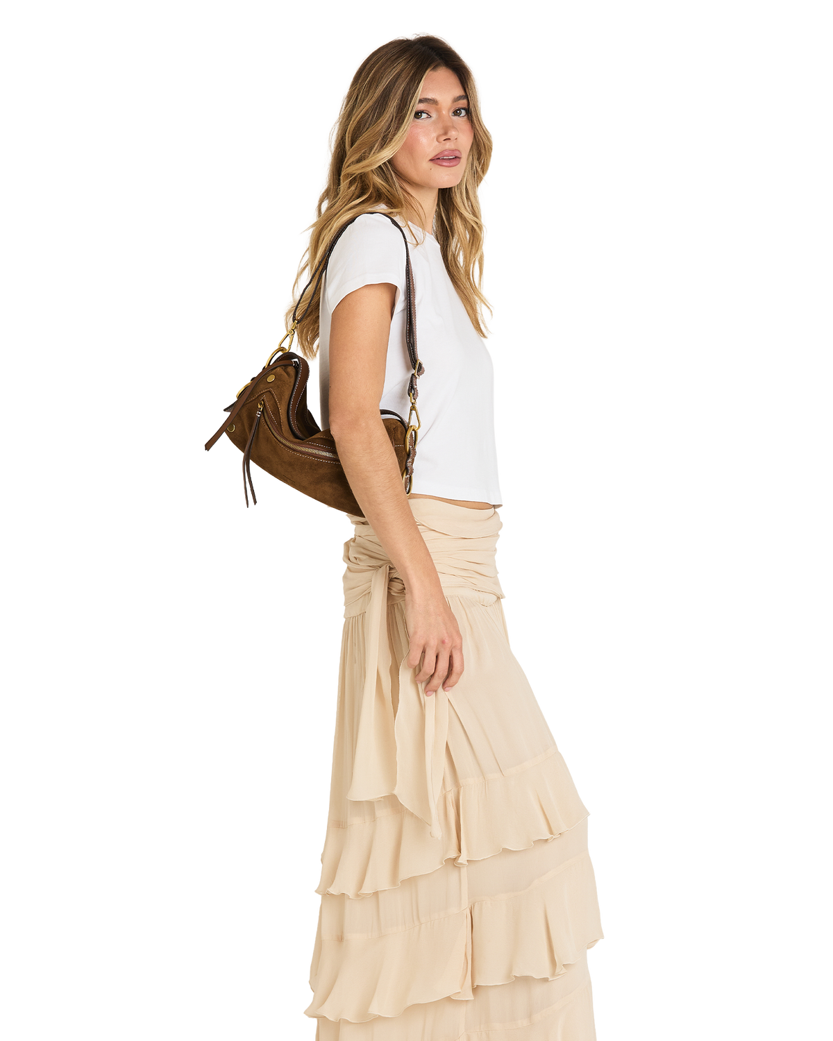 Hammitt Doxie Medium Satchel – Cinnamon Suede/Antique Gold – detail 2