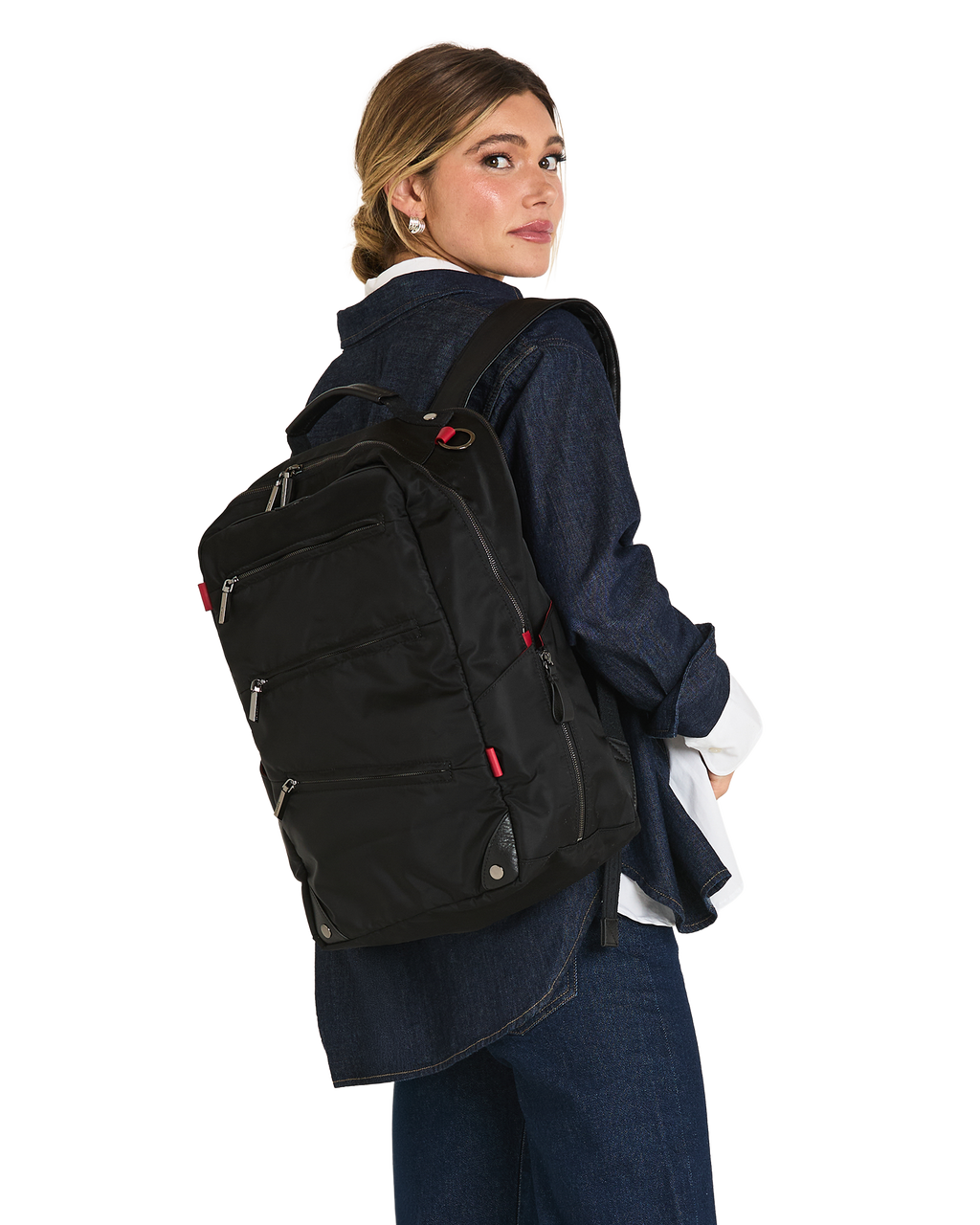 Hammitt Eden Backpack Backpack – Black Nylon/Gunmetal – detail 2