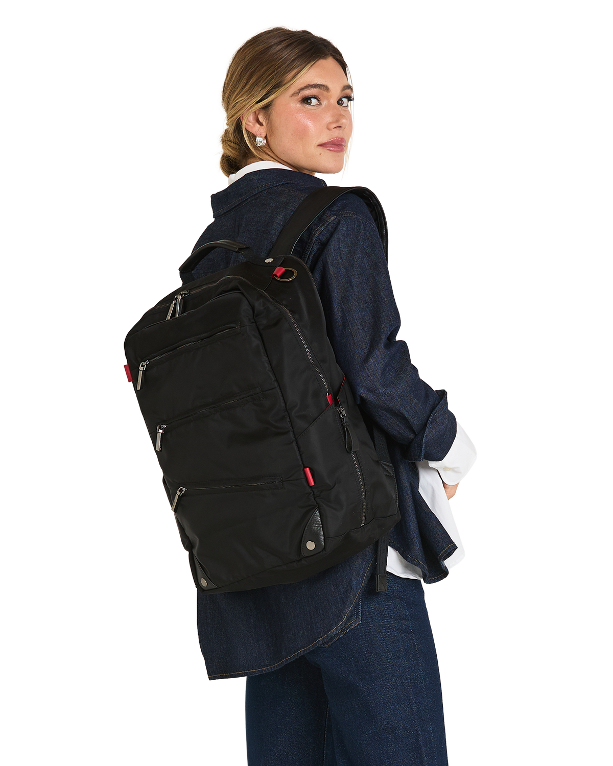 Hammitt Eden Backpack Backpack – Black Nylon/Gunmetal – detail 2