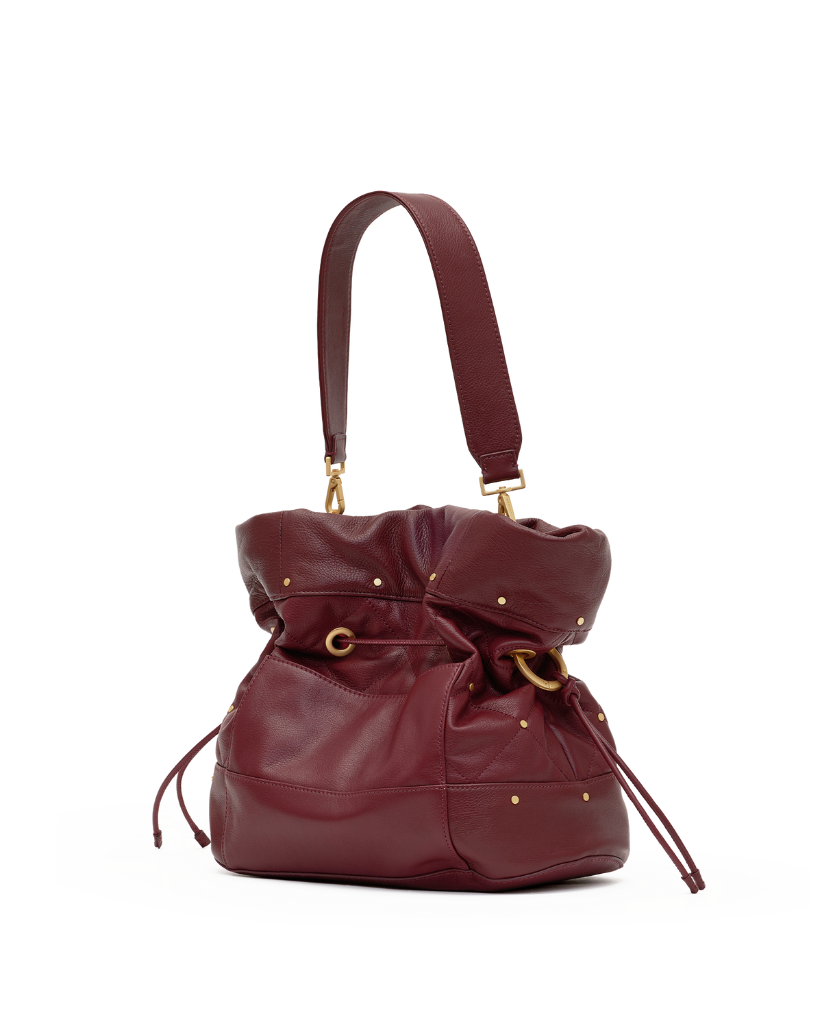 Hammitt Gianna Large Bucket Bag – Quilted Cherrywood/Brushed Gold – detail 3