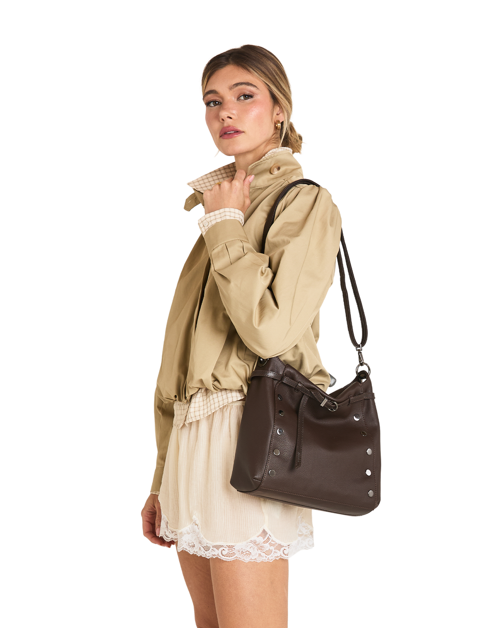 Hammitt Bryant Large Satchel – Belted Espresso/Gunmetal – detail 2