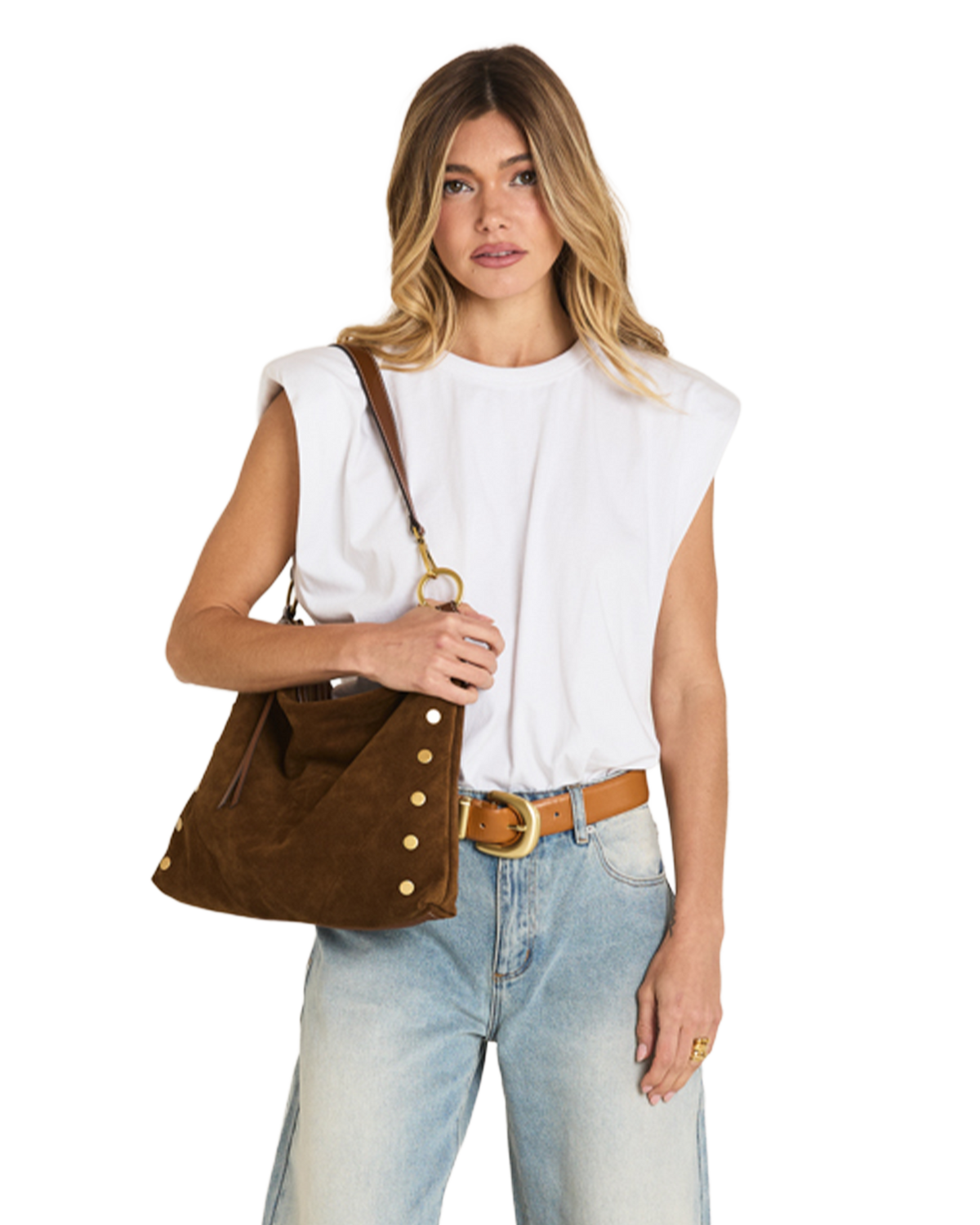 Hammitt Kyle Large Tote – Cinnamon Suede/Antique Gold – detail 2