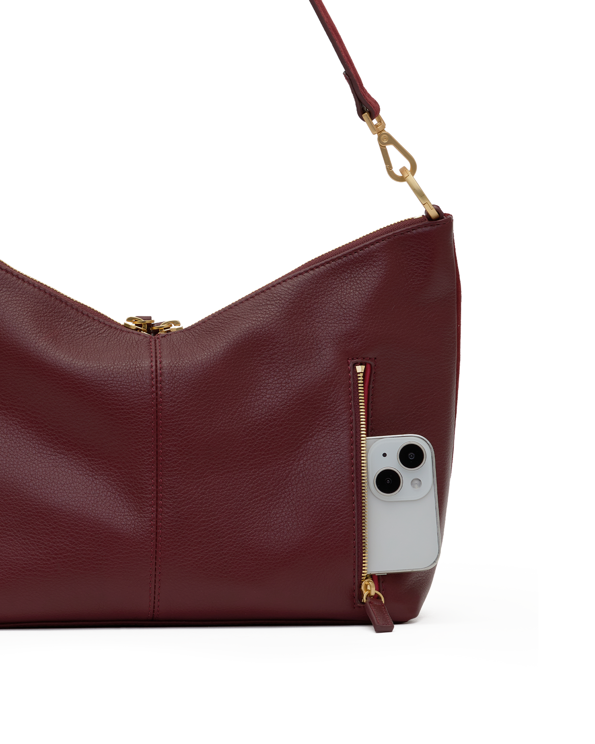 Hammitt Grace Medium Satchel – Cherrywood Suede/Brushed Gold – detail 5
