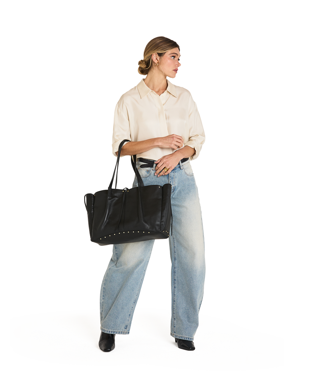 Hammitt Meryl Carryall Tote – Black/Brushed Gold – detail 4