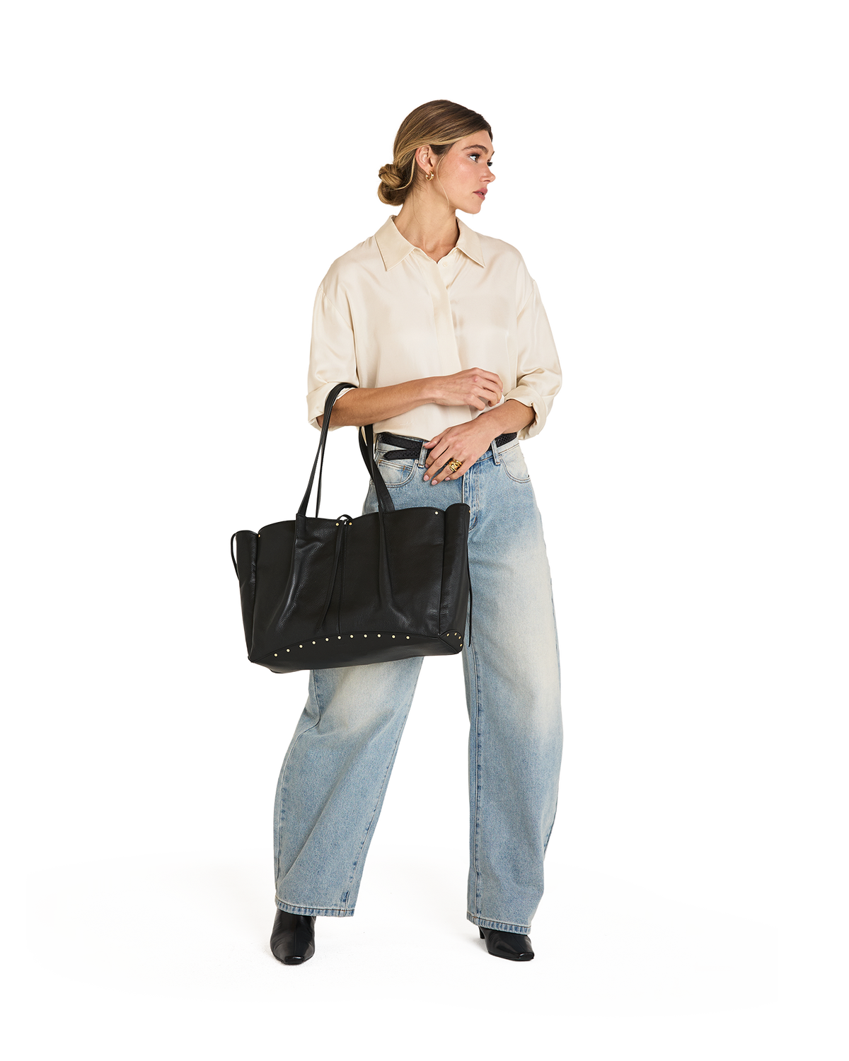 Hammitt Meryl Carryall Tote – Black/Brushed Gold – detail 4