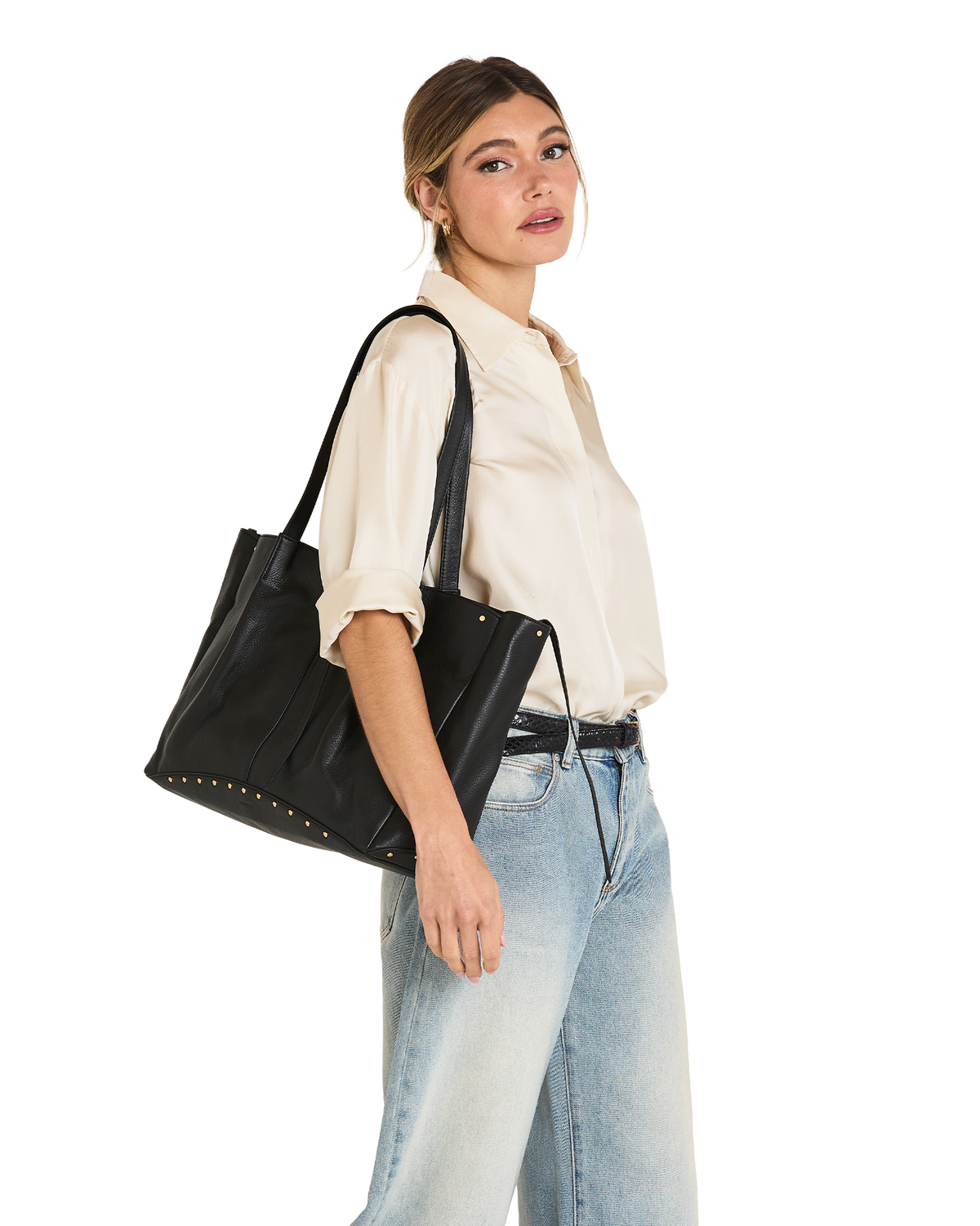 Hammitt Meryl Carryall Tote – Black/Brushed Gold – detail 2