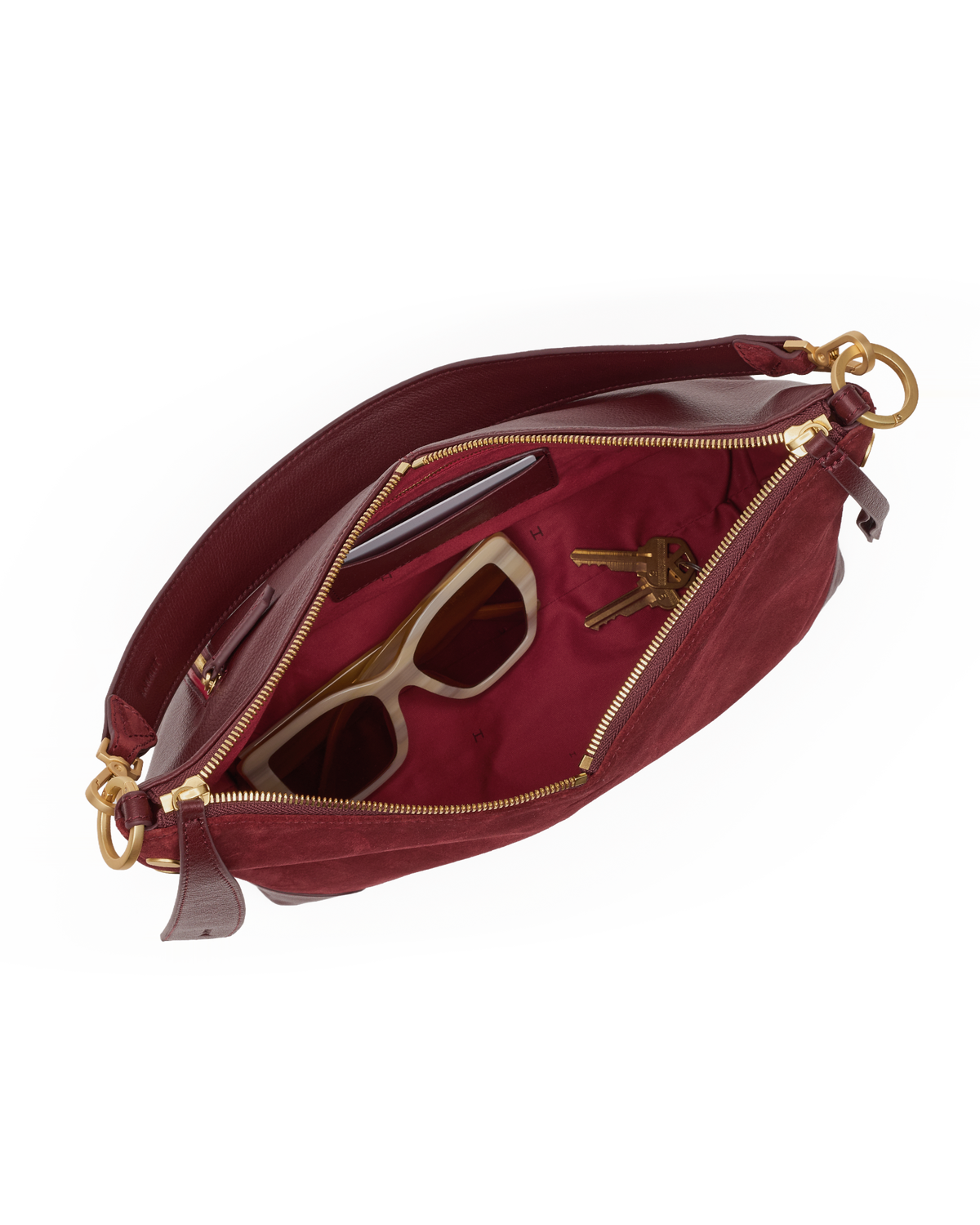 Hammitt Grace Medium Satchel – Cherrywood Suede/Brushed Gold – detail 4